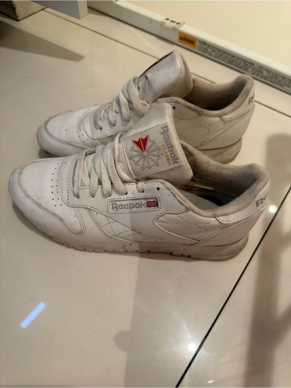 Reebok White Leather Classic Women's Athletic Sneakers with Red Accent